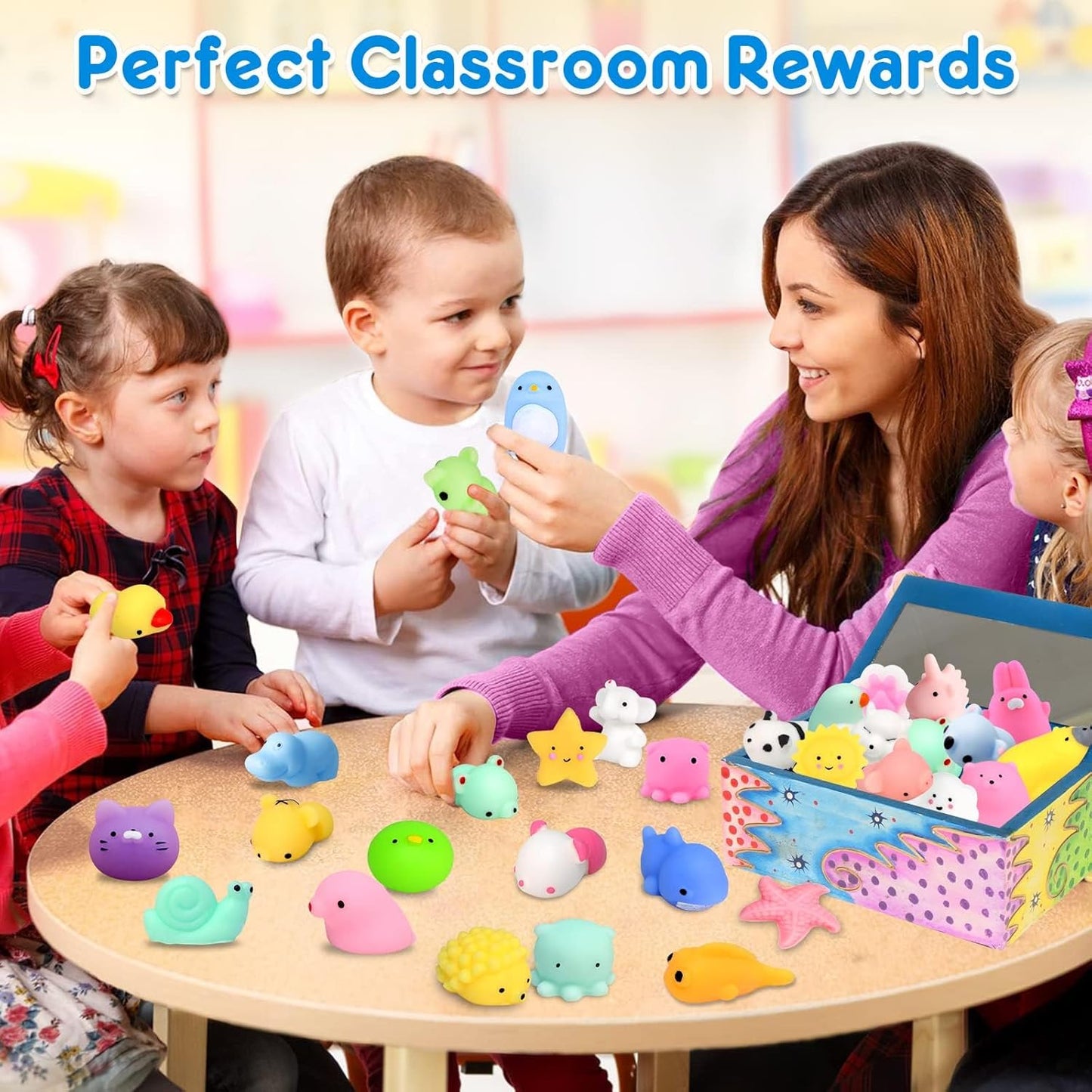 Mochi Squishy Toys 28PCS Animal Mini Squishies Kawaii Party Favors for Kids Cat Unicorn Squishy Squeeze Stress Relief Toys Goodie Bags Novelty Toy Easter Gifts for Boys Girls Adults, Random