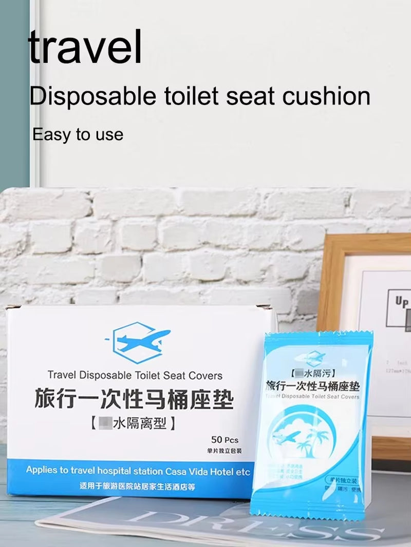 50-Pack Individually Wrapped Waterproof Disposable Plastic Toilet Seat Covers, Non-Slip Travel Protectors