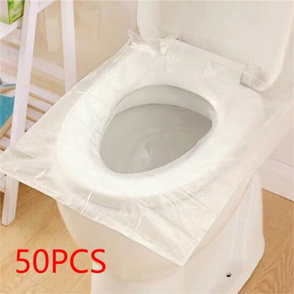 50-Pack Individually Wrapped Waterproof Disposable Plastic Toilet Seat Covers, Non-Slip Travel Protectors