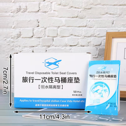 50-Pack Individually Wrapped Waterproof Disposable Plastic Toilet Seat Covers, Non-Slip Travel Protectors